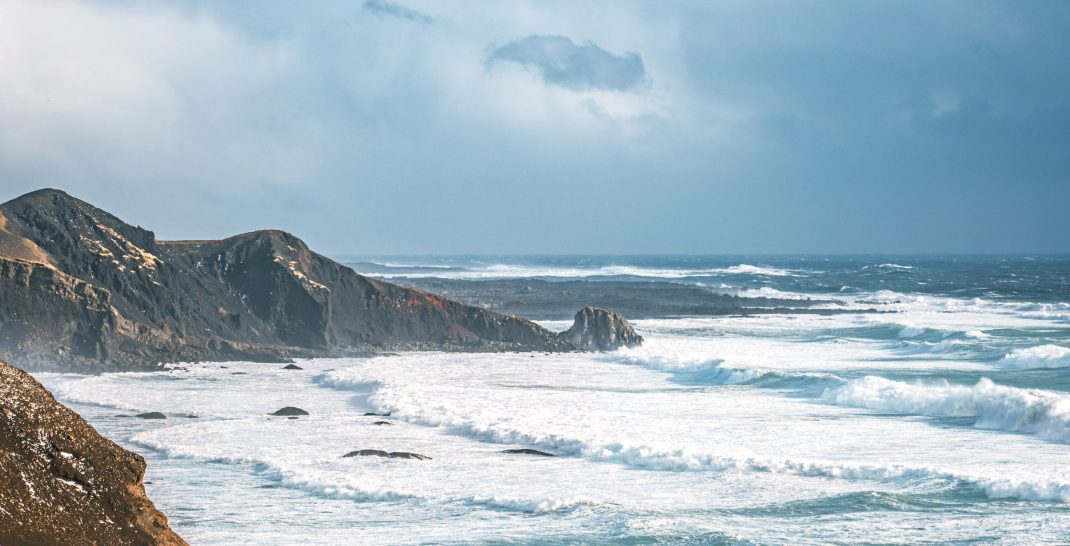 View on atlantic ocean from Grindavik in Iceland. High quality photo